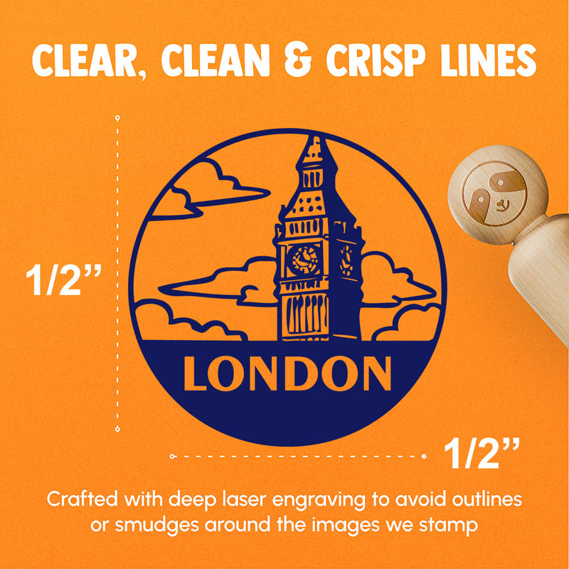 Big Ben London Landmark Destination Circle Rubber Stamp for Stamping Crafting Planners