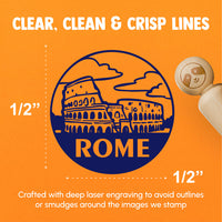 Colosseum Rome Italy Landmark Destination Circle Rubber Stamp for Stamping Crafting Planners