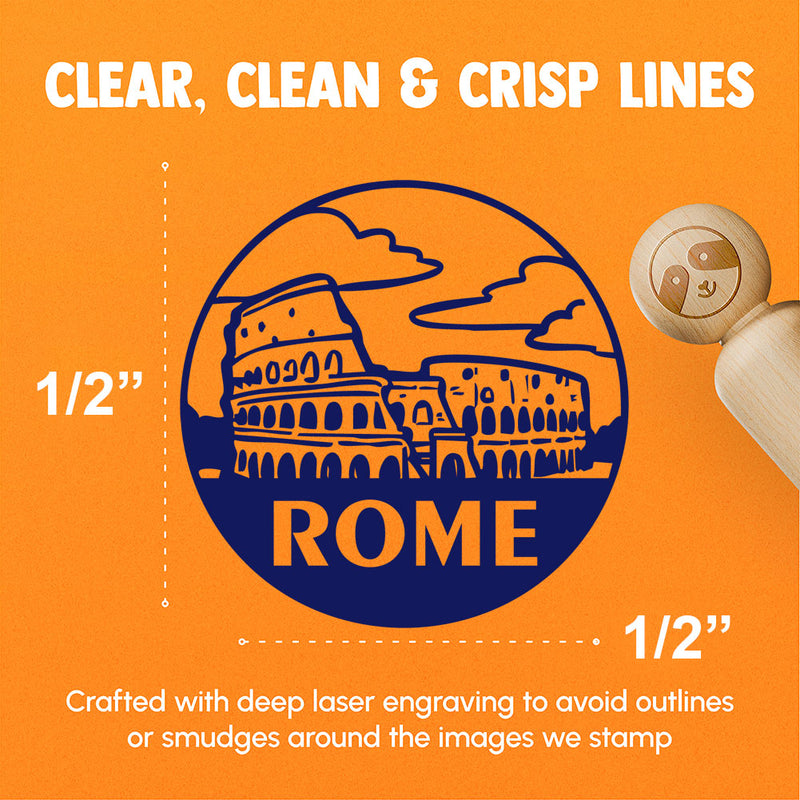 Colosseum Rome Italy Landmark Destination Circle Rubber Stamp for Stamping Crafting Planners