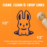 Cute Bunny Rabbit Emerging From Hole Warren Rubber Stamp for Stamping Crafting Planners