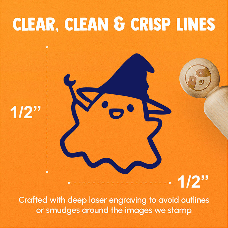 Cute Kawaii Ghost Witch Hat Wand Rubber Stamp for Stamping Crafting Planners