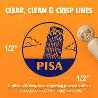 Leaning Tower of Pisa Italy Landmark Destination Circle Rubber Stamp for Stamping Crafting Planners