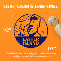 Moai Easter Island Landmark Destination Circle Rubber Stamp for Stamping Crafting Planners