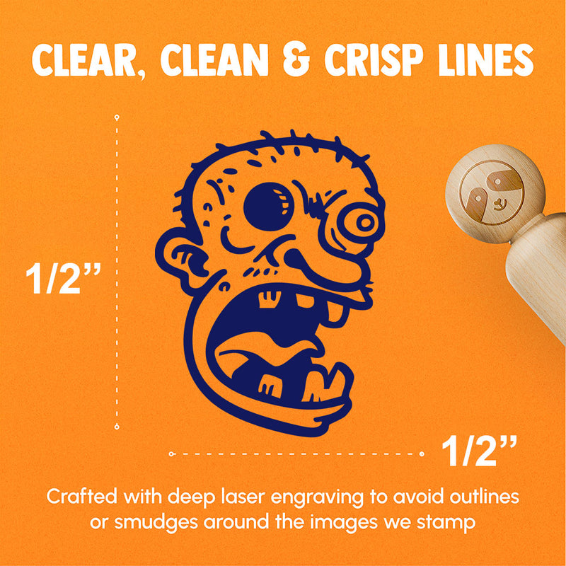 Spooky Ugly Cartoon Zombie Head Undead Monster Rubber Stamp for Stamping Crafting Planners