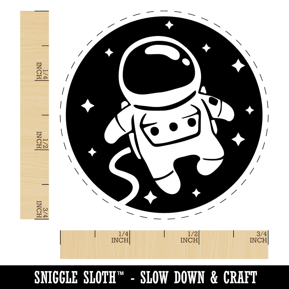 Cute Astronaut in Space with Stars Rubber Stamp for Stamping Crafting Planners