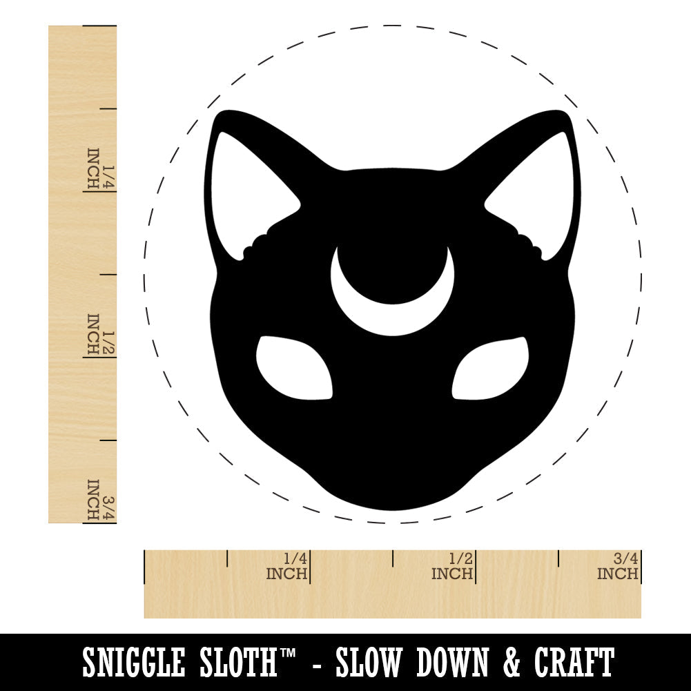 Witch Cat Head with Moon on Forehead Rubber Stamp for Stamping Crafting Planners