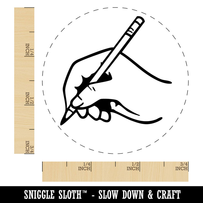 Delicate Hand with Pencil Writing Drawing Rubber Stamp for Stamping Crafting Planners