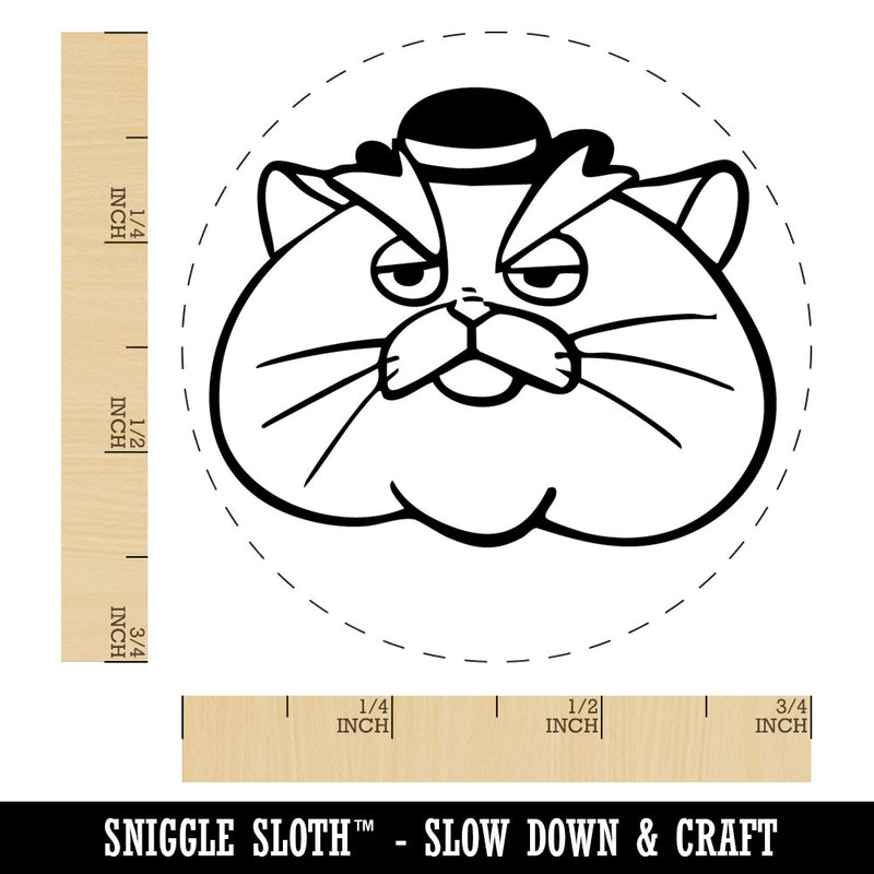 Fat Mobster Cat with Bowler Hat Rubber Stamp for Stamping Crafting Planners