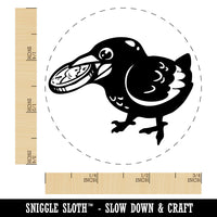 Happy Excited Crow With Treasure Coin Rubber Stamp for Stamping Crafting Planners
