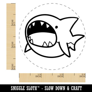 Hungry Round Shark Cute Cartoon Rubber Stamp for Stamping Crafting Planners