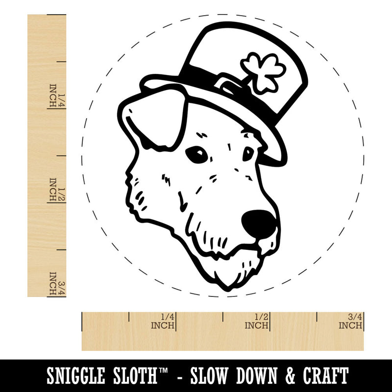 Irish Terrier Dog with Leprechaun Hat Saint Patricks Day Rubber Stamp for Stamping Crafting Planners