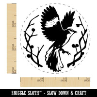 Mockingbird Flying Branches Twigs Bird Emblem Rubber Stamp for Stamping Crafting Planners