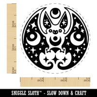 Mystical Bat Crescent Moon and Stars Rubber Stamp for Stamping Crafting Planners