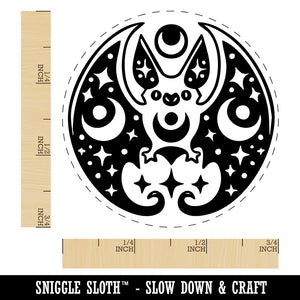 Mystical Bat Crescent Moon and Stars Rubber Stamp for Stamping Crafting Planners
