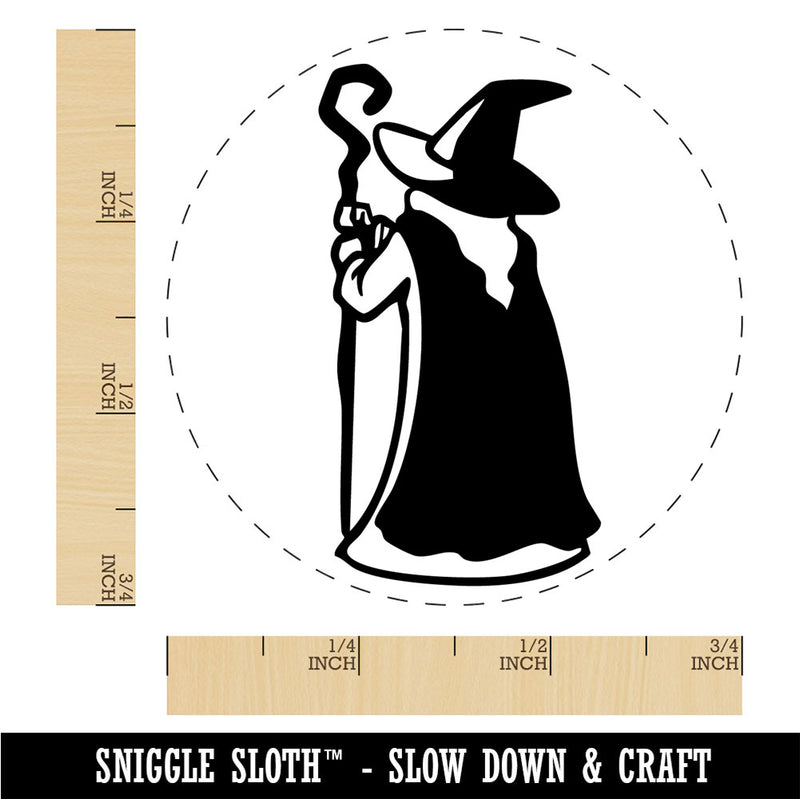Wise Old Wizard Back Looking Away Mage Sorcerer Rubber Stamp for Stamping Crafting Planners