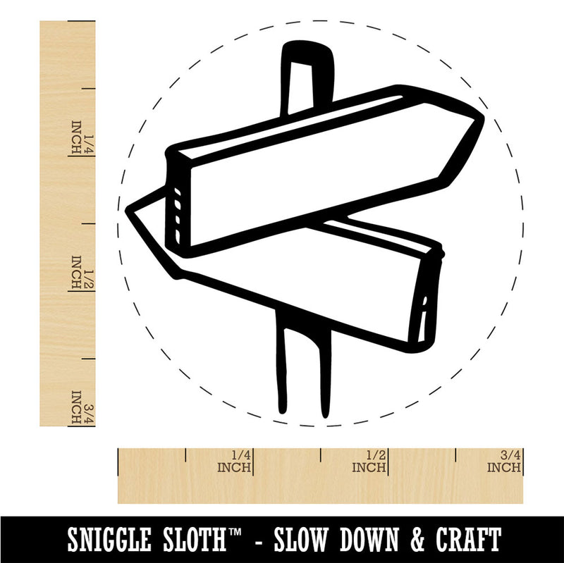 Crossroads Sign Diverging Paths Choices Decisions Rubber Stamp for Stamping