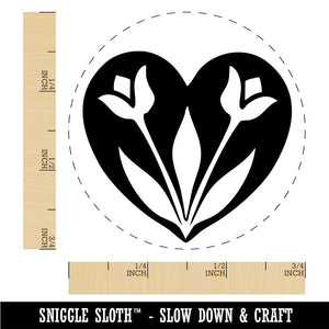 Decorative Tulips Flowers in Heart Rubber Stamp for Stamping Crafting Planners