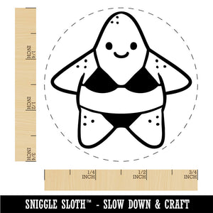 Funny Silly Starfish in Bikini Swimwear Sea Star Rubber Stamp for Stamping