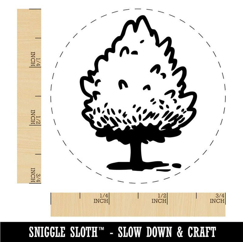 Hand Drawn Pine Bushy Tree Plant Rubber Stamp for Stamping Crafting Planners