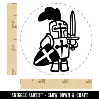 Little Cartoon Knight Paladin Templar with Shield and Sword Rubber Stamp