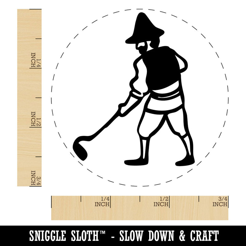 Medieval Farmer Peasant Tilling Land Garden Rubber Stamp for Stamping Crafting