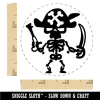 Pirate Skeleton with Gun and Sword Cutlass Bones Rubber Stamp for Stamping
