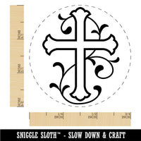 Roman Cross with Vines in Background Christianity Holy Rubber Stamp for Stamping