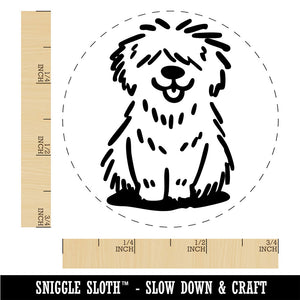 Shaggy Dog Sheepdog Sketch Fluffy Hairy Pet Rubber Stamp for Stamping Crafting