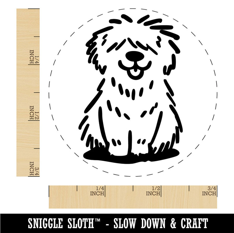 Shaggy Dog Sheepdog Sketch Fluffy Hairy Pet Rubber Stamp for Stamping Crafting
