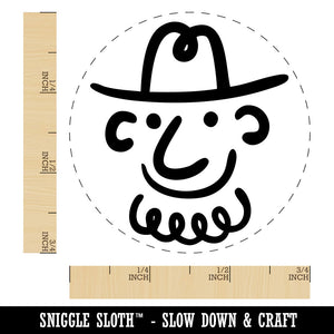 Silly Cartoon Doodle Cowboy with Beard and Hat Rubber Stamp for Stamping