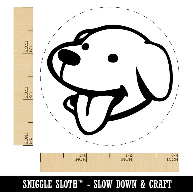 Silly Smiling Dog Head with Tongue Sticking Out Rubber Stamp for Stamping