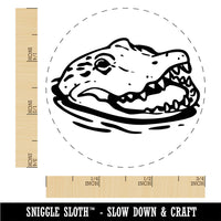 Sneaky Alligator Head Sticking Out Water Swamp Rubber Stamp for Stamping