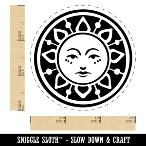 Vintage Sun Circle Face Rubber Stamp for Stamping Crafting Planners