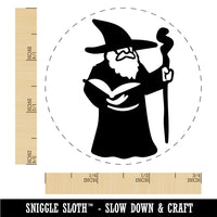 Wise Old Wizard With Staff Fantasy Book Rubber Stamp for Stamping Crafting