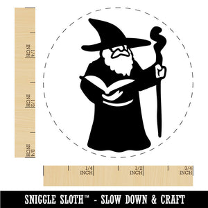 Wise Old Wizard With Staff Fantasy Book Rubber Stamp for Stamping Crafting