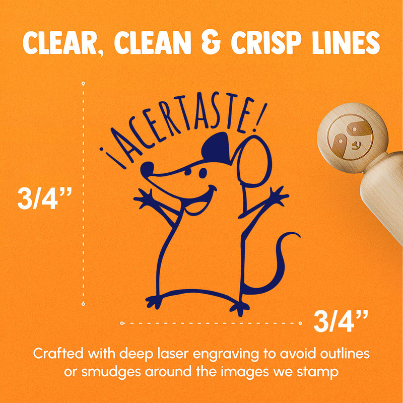 Acertaste Spanish Right Correct Cheering Mouse Teacher Stamp Rubber Stamp for Stamping Crafting Planners