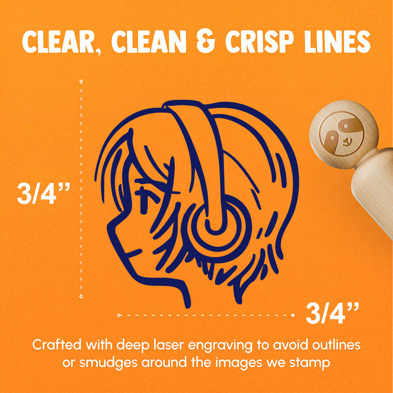 Anime Girl Earphones Short Hair Music Rubber Stamp for Stamping Crafting Planners
