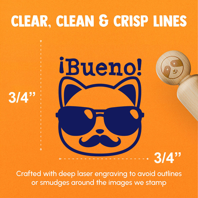 Bueno Cat Sunglasses Spanish Teacher Class School Compliment Rubber Stamp for Stamping Crafting Planners