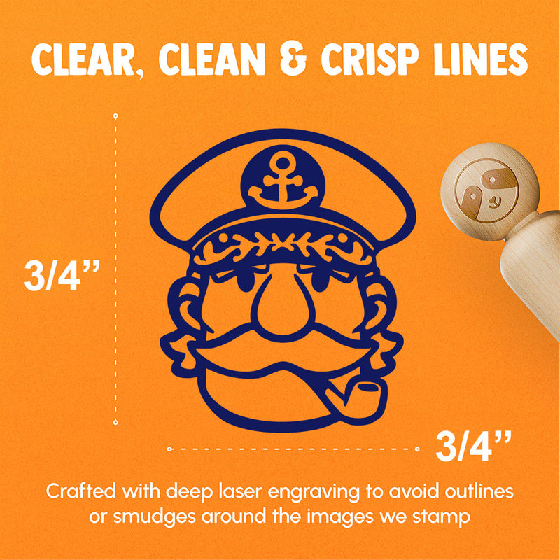 Captain with Hat and Pipe Rubber Stamp for Stamping Crafting Planners