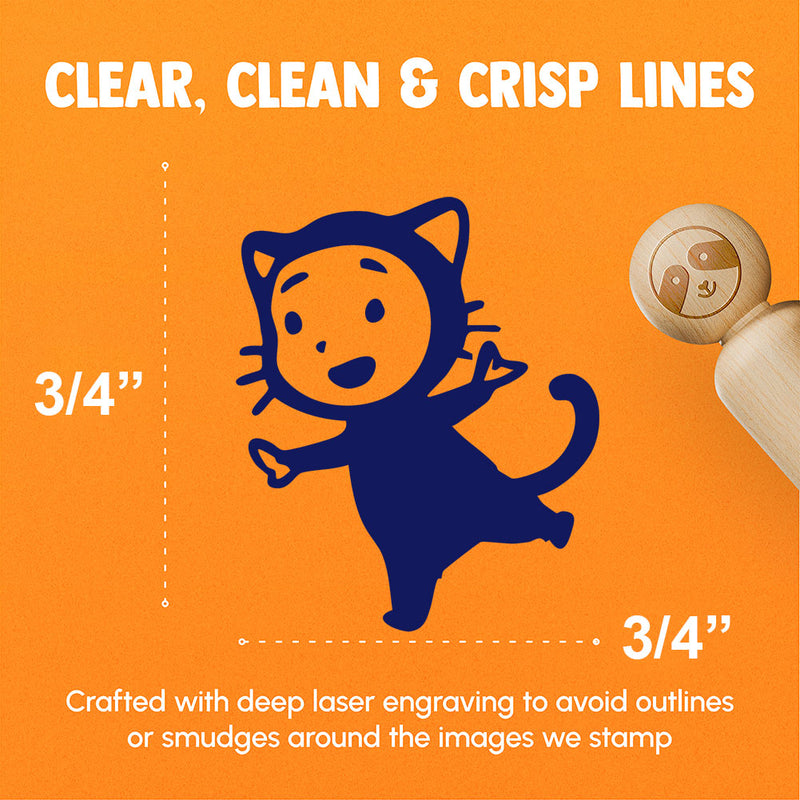 Cute Baby Child in Cat Costume Halloween Rubber Stamp for Stamping Crafting Planners