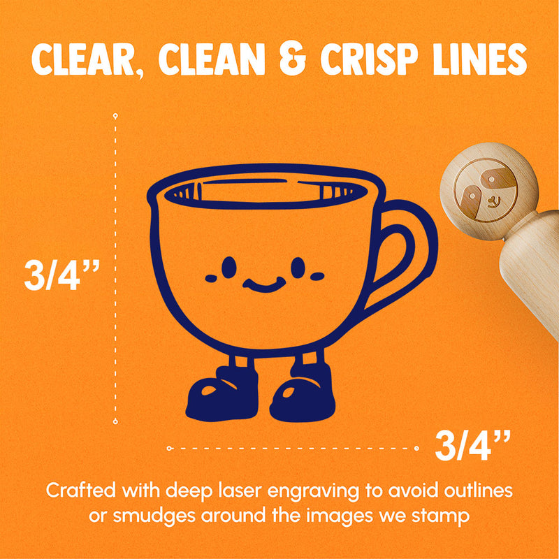 Cute Cartoon Tea Cup with Shoes Rubber Stamp for Stamping Crafting Planners