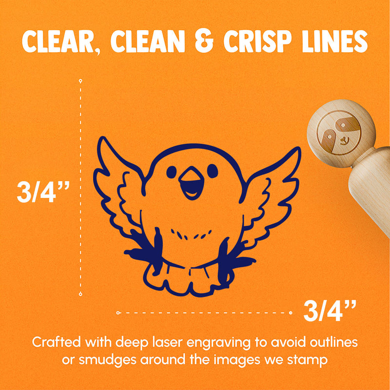 Cute Happy Excited Floating Bird Rubber Stamp for Stamping Crafting Planners