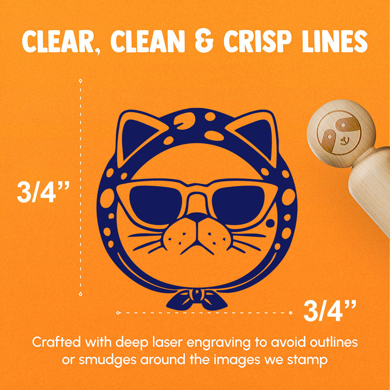 Diva Cat Sunglasses Scarf Rubber Stamp for Stamping Crafting Planners