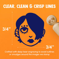 Emo Goth Woman Head Person Rubber Stamp for Stamping Crafting Planners