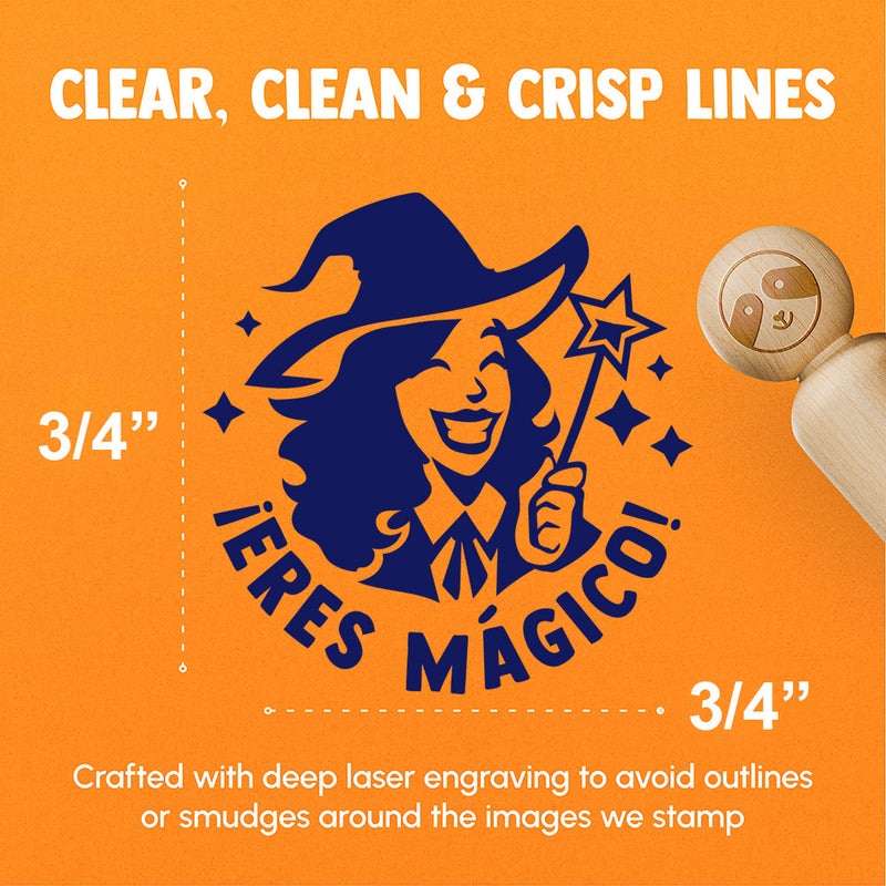 Eres Magico Magical Witch Spanish Compliment Teacher Stamp Rubber Stamp for Stamping Crafting Planners