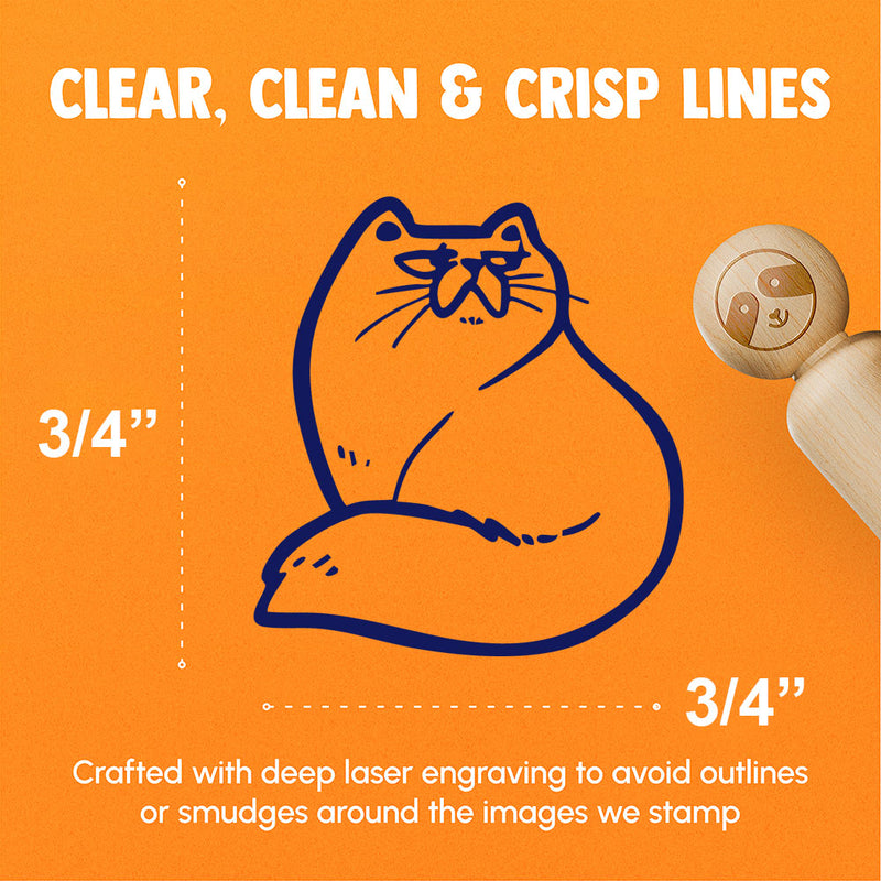 Fluffy Snob Cat Persian Smooshed Face Rubber Stamp for Stamping Crafting Planners