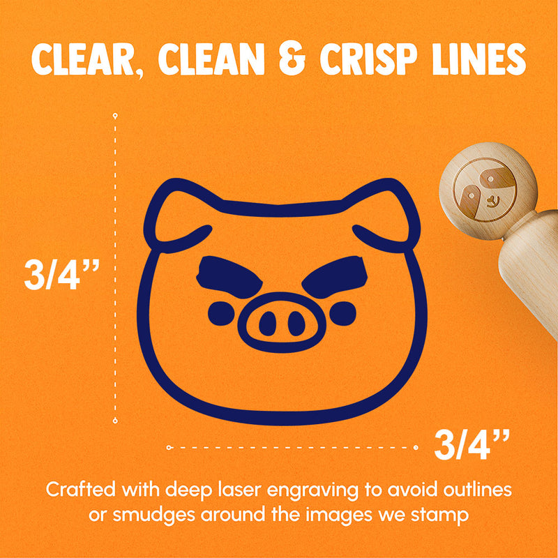 Funny Cartoon Pig Big Eyebrows Rubber Stamp for Stamping Crafting Planners