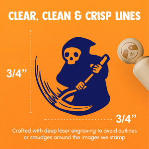 Grim Reaper Reaping with Scythe Skeleton Death Rubber Stamp for Stamping Crafting Planners