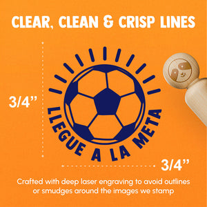 Llegue a la Meta Soccer Football Ball Goal Spanish Teacher Stamp Rubber Stamp for Stamping Crafting Planners