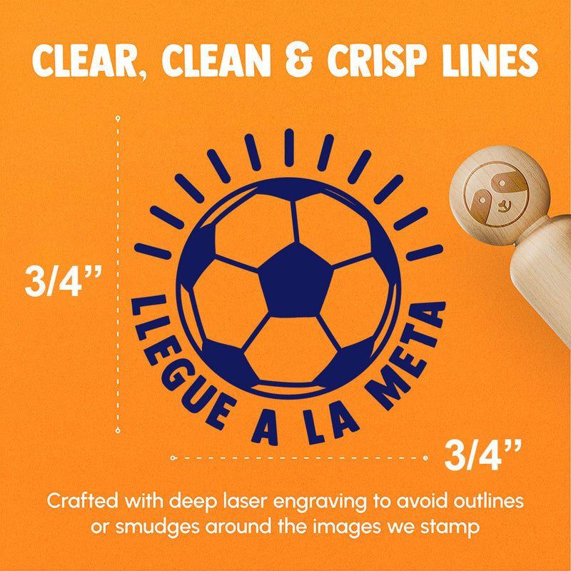 Llegue a la Meta Soccer Football Ball Goal Spanish Teacher Stamp Rubber Stamp for Stamping Crafting Planners